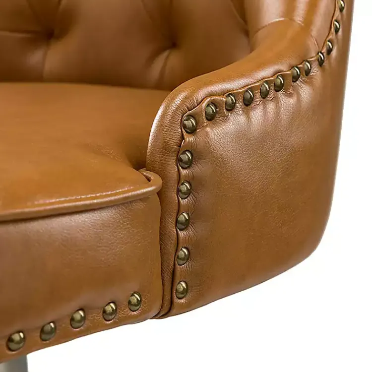 Kirklands Home Faux Leather Tufted Back Office Chair Brown Sale
