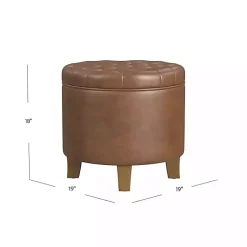 Kirklands Home Faux Leather Tufted Storage Ottoman Brown