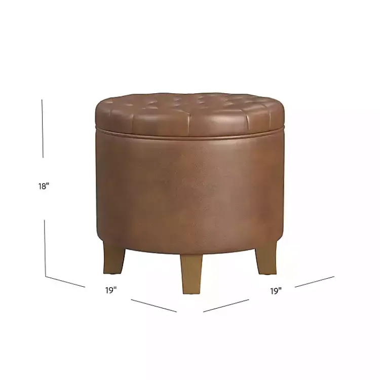 Kirklands Home Faux Leather Tufted Storage Ottoman Brown