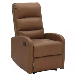 Kirklands Home Faux Leather Upholstered Slim Recliner Brown New