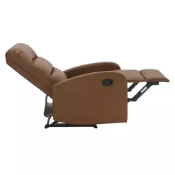 Kirklands Home Faux Leather Upholstered Slim Recliner Brown New
