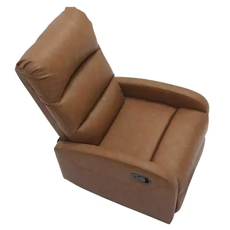 Kirklands Home Faux Leather Upholstered Slim Recliner Brown New