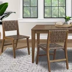 Kirklands Home Faux Leather Woven Dining Chairs, Set of 2 Brown Online