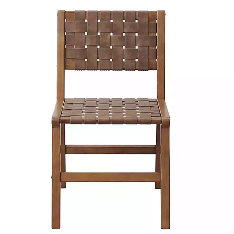 Kirklands Home Faux Leather Woven Dining Chairs, Set of 2 Brown Online
