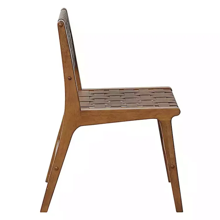 Kirklands Home Faux Leather Woven Dining Chairs, Set of 2 Brown Online