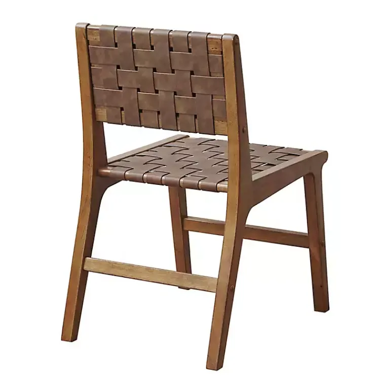 Kirklands Home Faux Leather Woven Dining Chairs, Set of 2 Brown Online