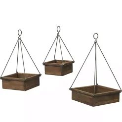 Kirklands Home Fir Wood Hanging Planter Boxes, Set of 3 Brown Sale