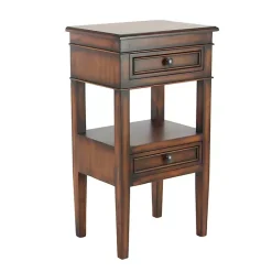Kirklands Home Fir Wood Tiered Side Table Brown Clearance