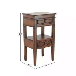 Kirklands Home Fir Wood Tiered Side Table Brown Clearance
