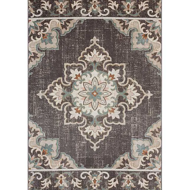 Kirklands Home Brown Floral Medallion Outdoor Area Rug, 5x7 Hot