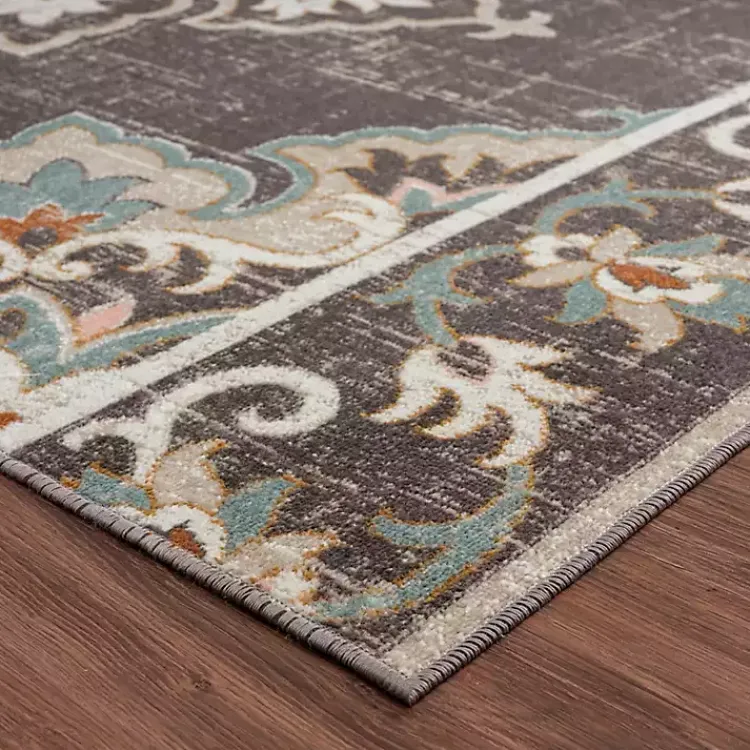 Kirklands Home Brown Floral Medallion Outdoor Area Rug, 5x7 Hot