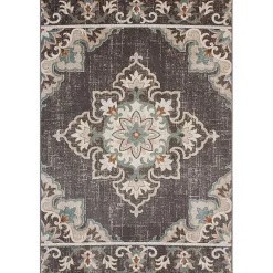 Kirklands Home Brown Floral Medallion Outdoor Area Rug, 7x9 Discount