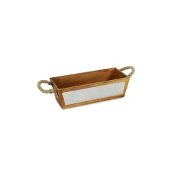 Baskets & Boxes>Kirklands Home Brown Galvanized Tapered Box with Rope Handles