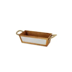Baskets & Boxes>Kirklands Home Brown Galvanized Tapered Box with Rope Handles
