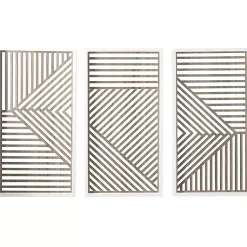 Kirklands Home Brown Geometric Wood Panel Wall Plaques, Set of 3 Clearance