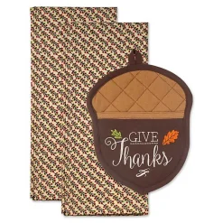 Fall>Kirklands Home Give Thanks 3-pc. Potholder & Towel Set Brown