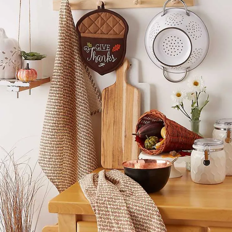 Fall>Kirklands Home Give Thanks 3-pc. Potholder & Towel Set Brown