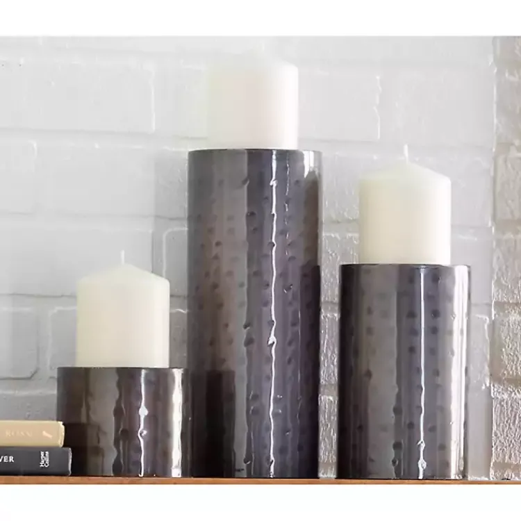 Candle Holders>Kirklands Home Hammered Metal Candle Holders, Set of 3 Brown