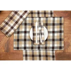 Fall>Kirklands Home Brown Harvest Plaid Table Runner