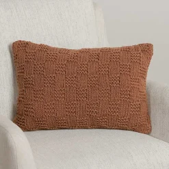 Pillows>Kirklands Home Knit Checkerboard Lumbar Pillow Brown