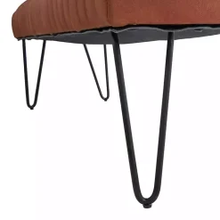 Kirklands Home Leather Tufted Panel Bench Brown Sale