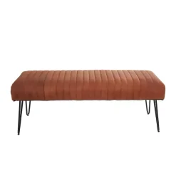 Kirklands Home Leather Tufted Panel Bench Brown Sale