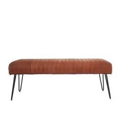 Kirklands Home Leather Tufted Panel Bench Brown Sale