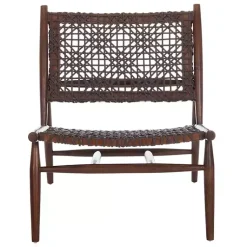 Kirklands Home Leather Woven Accent Chair Brown