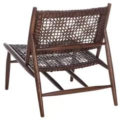 Kirklands Home Leather Woven Accent Chair Brown