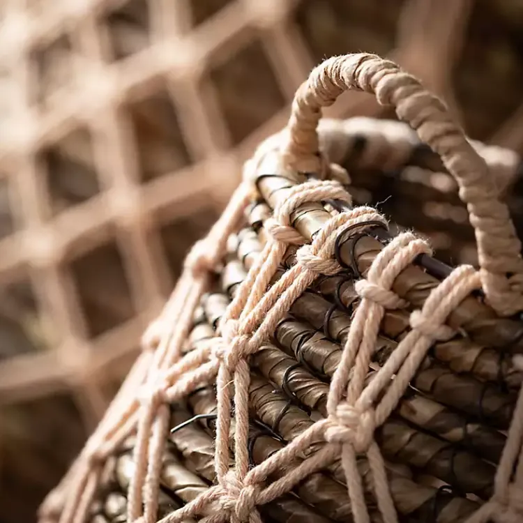 Baskets & Boxes>Kirklands Home Macrame Overlay Baskets, Set of 2 Brown