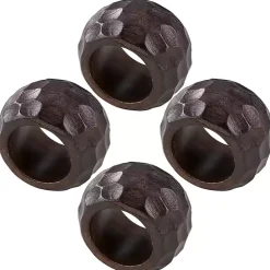Kirklands Home Mango Wood Chunky Napkin Rings, Set of 4 Brown Outlet