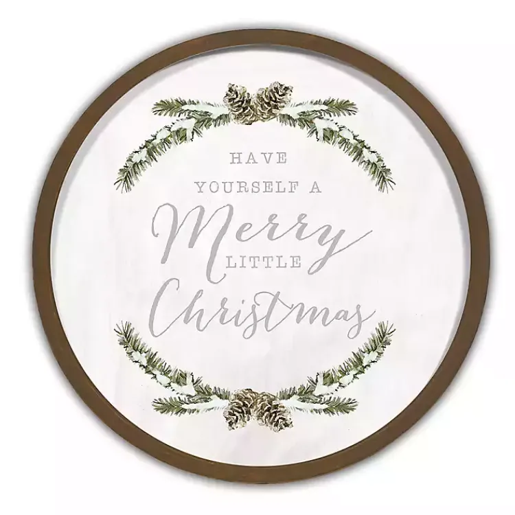 Christmas Art & Wall Decor>Kirklands Home Merry Little Christmas Round Wall Plaque Brown