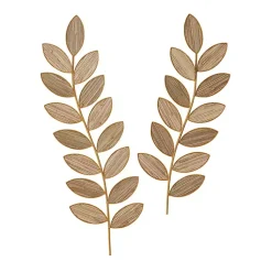 Kirklands Home Metal and Reed Leaf Wall Plaques, Set of 2 Brown Clearance