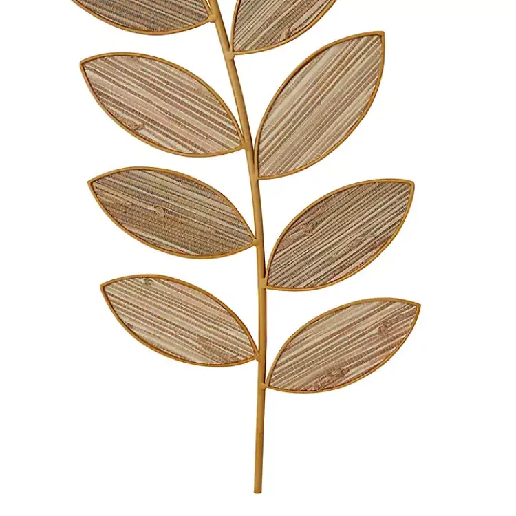 Kirklands Home Metal and Reed Leaf Wall Plaques, Set of 2 Brown Clearance