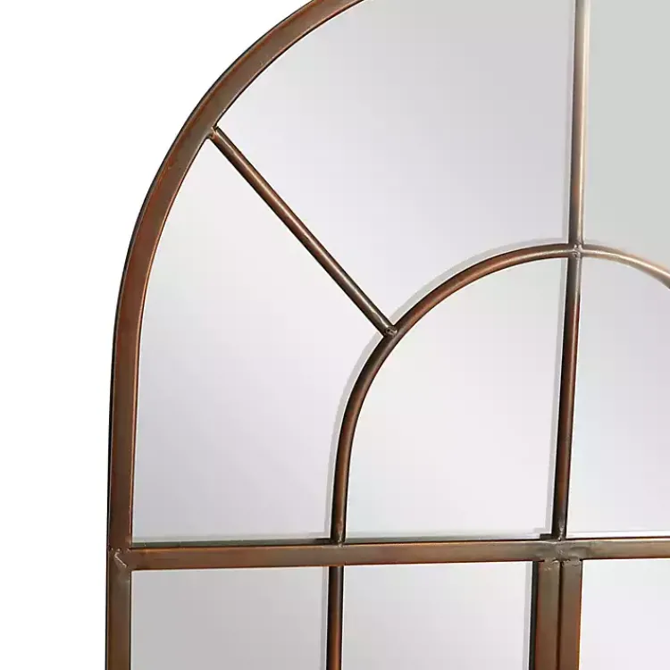 Kirklands Home Metal Arch Frame Windowpane Wall Mirror Brown Discount