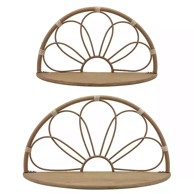 Kirklands Home Brown Metal Arched Flower Wall Shelves, Set of 2 Outlet