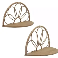 Kirklands Home Brown Metal Arched Flower Wall Shelves, Set of 2 Outlet