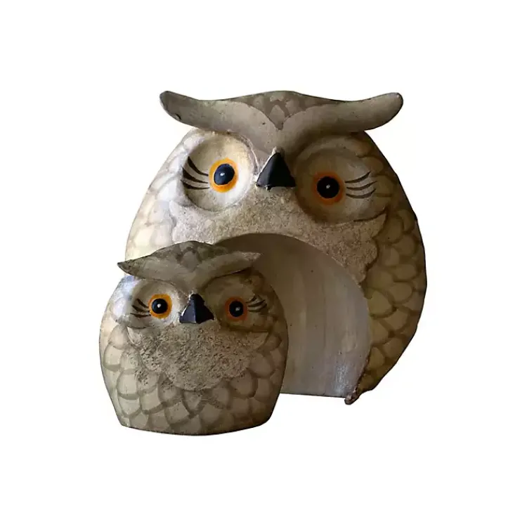 Statues & Figurines>Kirklands Home Metal Nesting Owl Figurines, Set of 2 Brown
