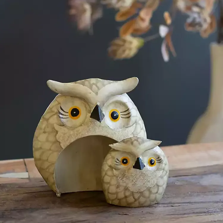 Statues & Figurines>Kirklands Home Metal Nesting Owl Figurines, Set of 2 Brown