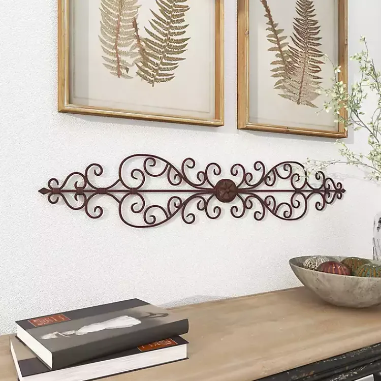 Kirklands Home Metal Scroll Panel Wall Plaque Brown Outlet