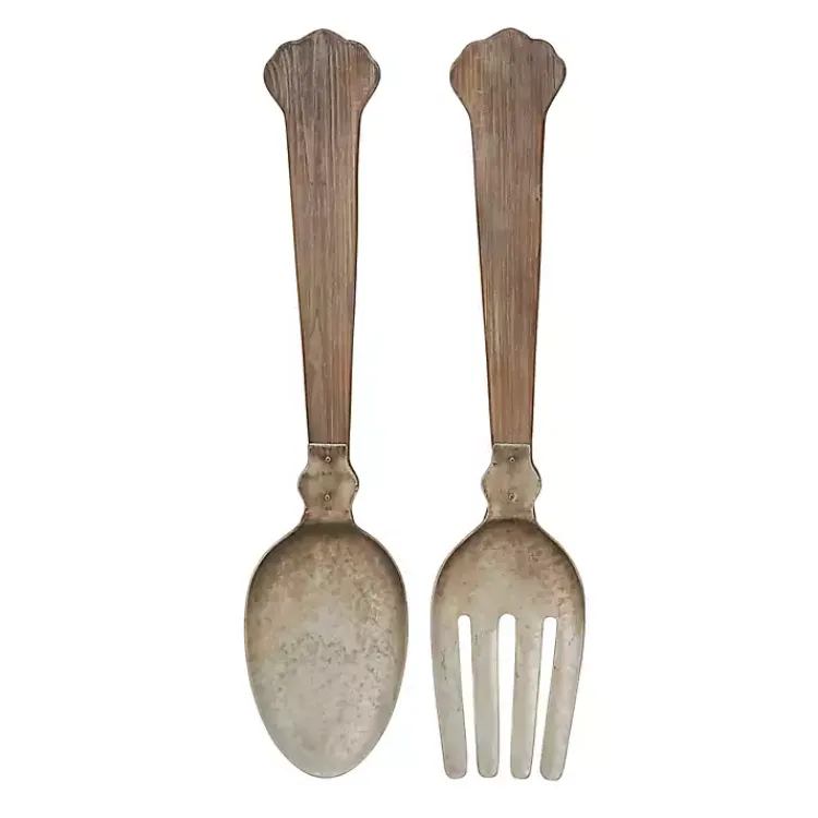 Kirklands Home Metal Utensils Wall Plaques, Set of 2 Brown Outlet