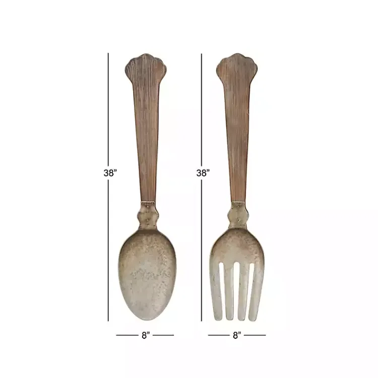 Kirklands Home Metal Utensils Wall Plaques, Set of 2 Brown Outlet