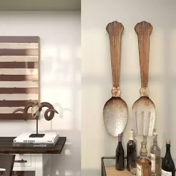 Kirklands Home Metal Utensils Wall Plaques, Set of 2 Brown Outlet