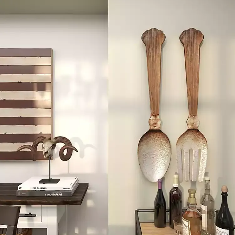 Kirklands Home Metal Utensils Wall Plaques, Set of 2 Brown Outlet