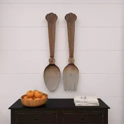 Kirklands Home Metal Utensils Wall Plaques, Set of 2 Brown Outlet