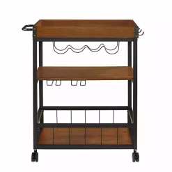 Kirklands Home Brown Norcross Industrial Rolling Bar Cart Discount