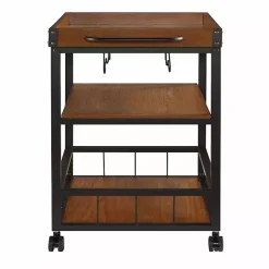 Kirklands Home Brown Norcross Industrial Rolling Bar Cart Discount
