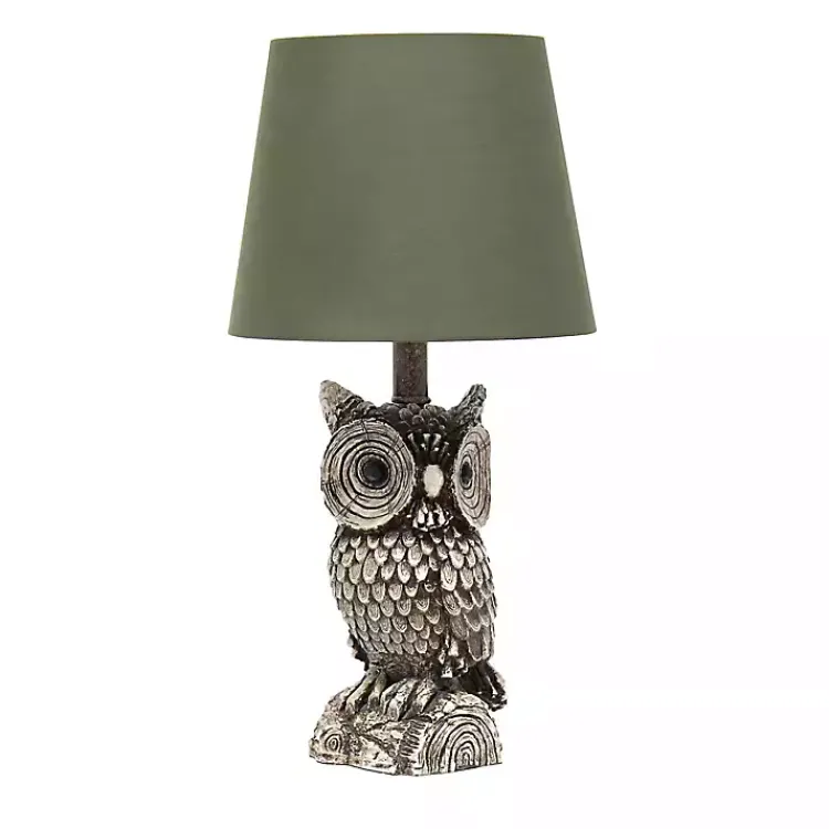 Kirklands Home Brown Owl and Shade Table Lamp Green Sale