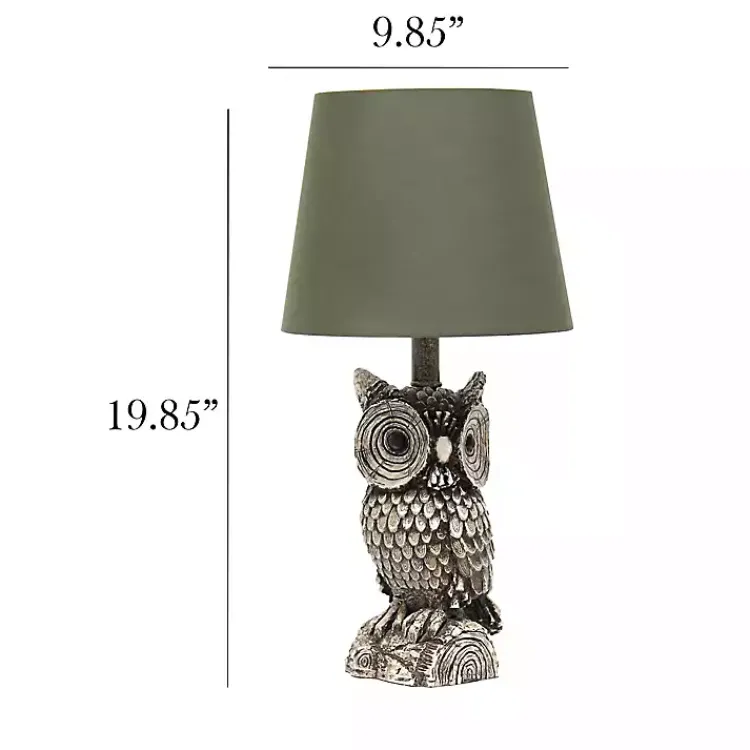 Kirklands Home Brown Owl and Shade Table Lamp Green Sale