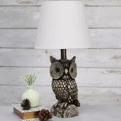Kirklands Home Brown Owl and Shade Table Lamp White Outlet